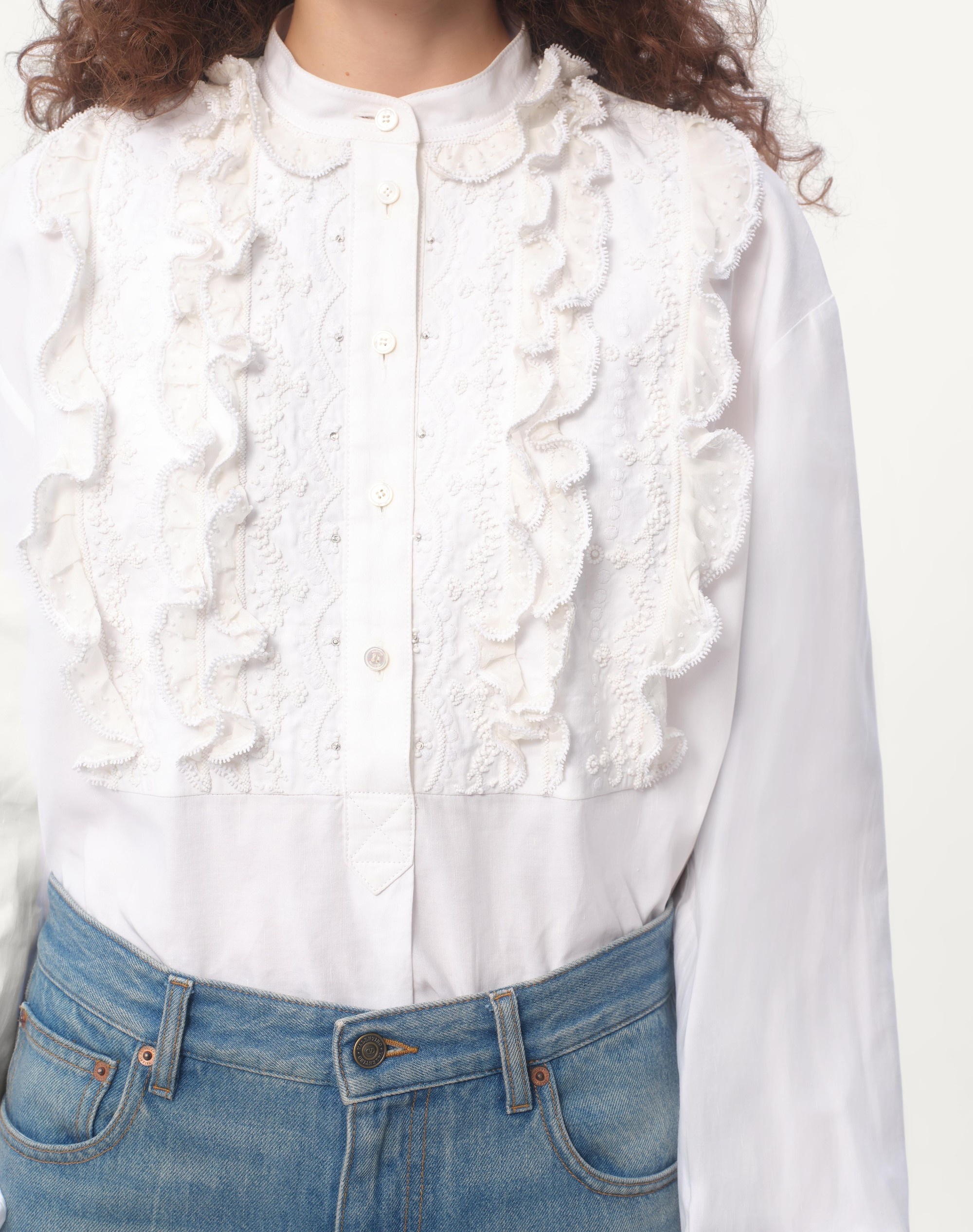 EMBROIDERED COTTON AND LINEN TOP - 3