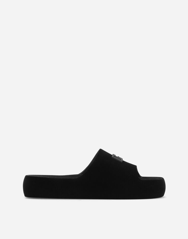 Flocked rubber beachwear sliders - 1