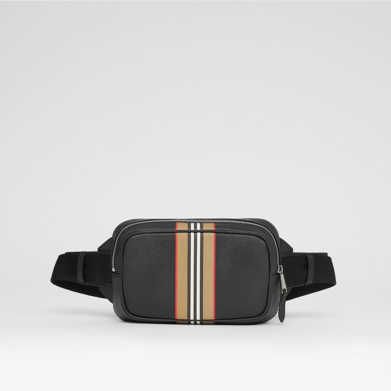 Icon Stripe Print Grainy Leather Bum Bag - 1