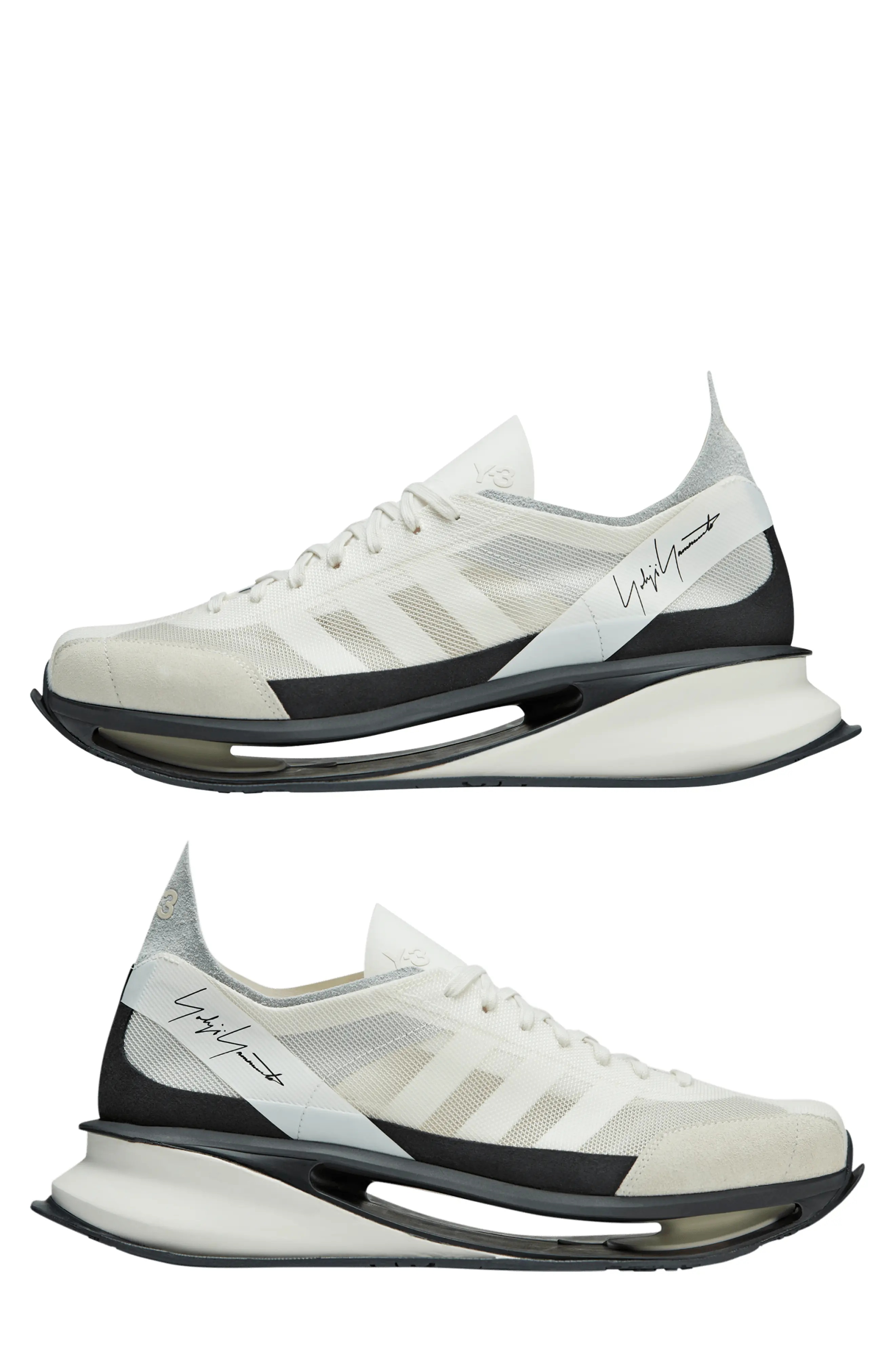 Y-3 S-Gendo Run Running Shoe in Off White/Cream White/Black