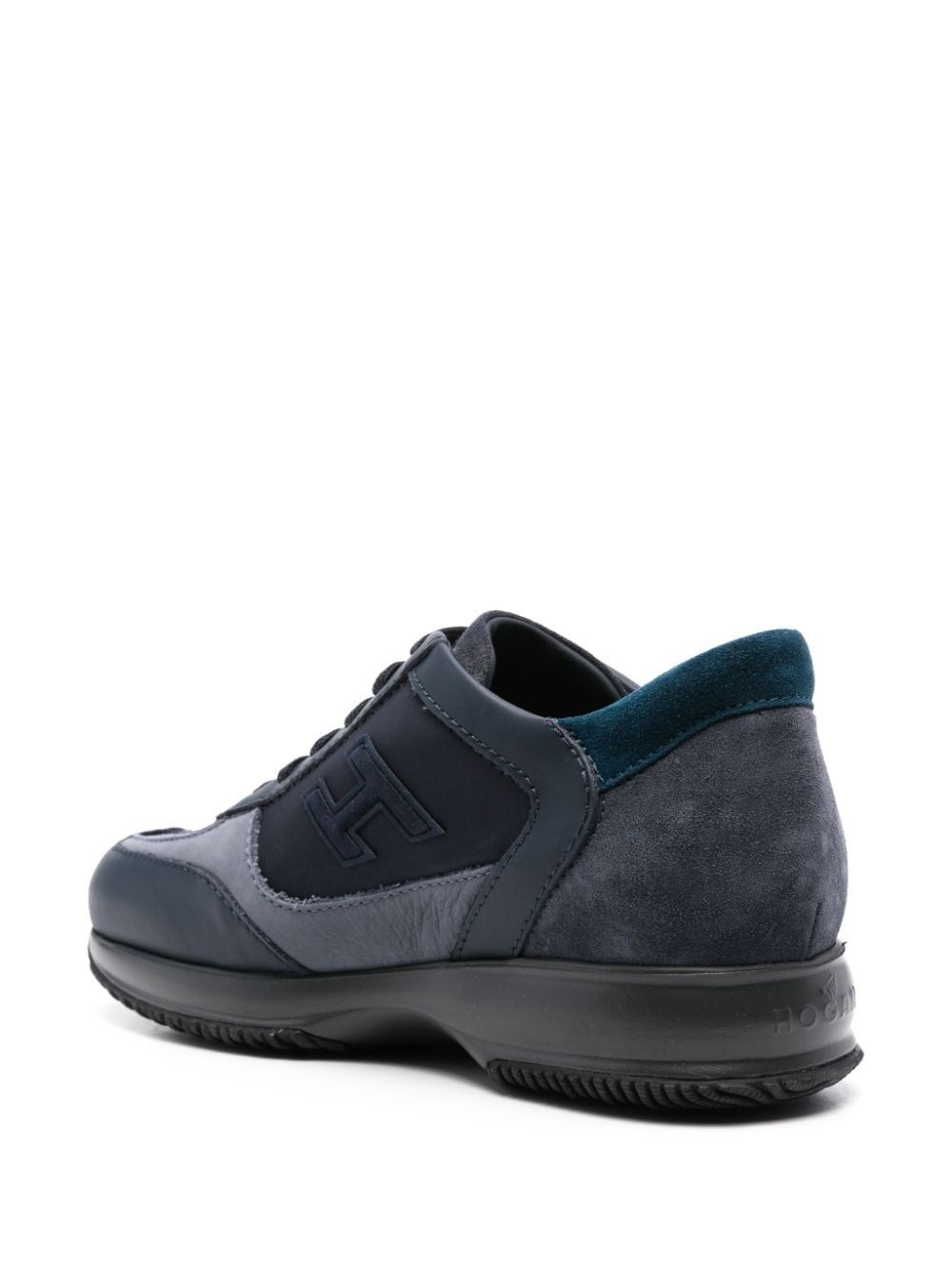 panelled suede-leather trainers - 8