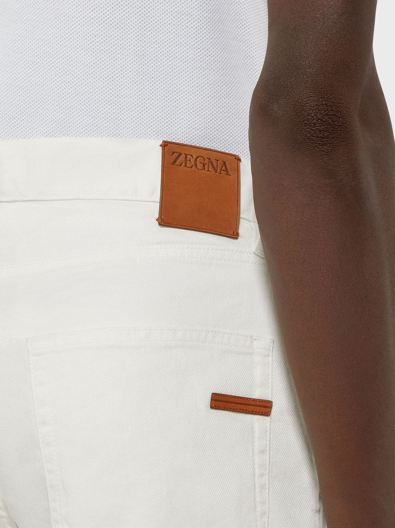 ZEGNA WHITE STRETCH COTTON AND LINEN ROCCIA JEANS outlook
