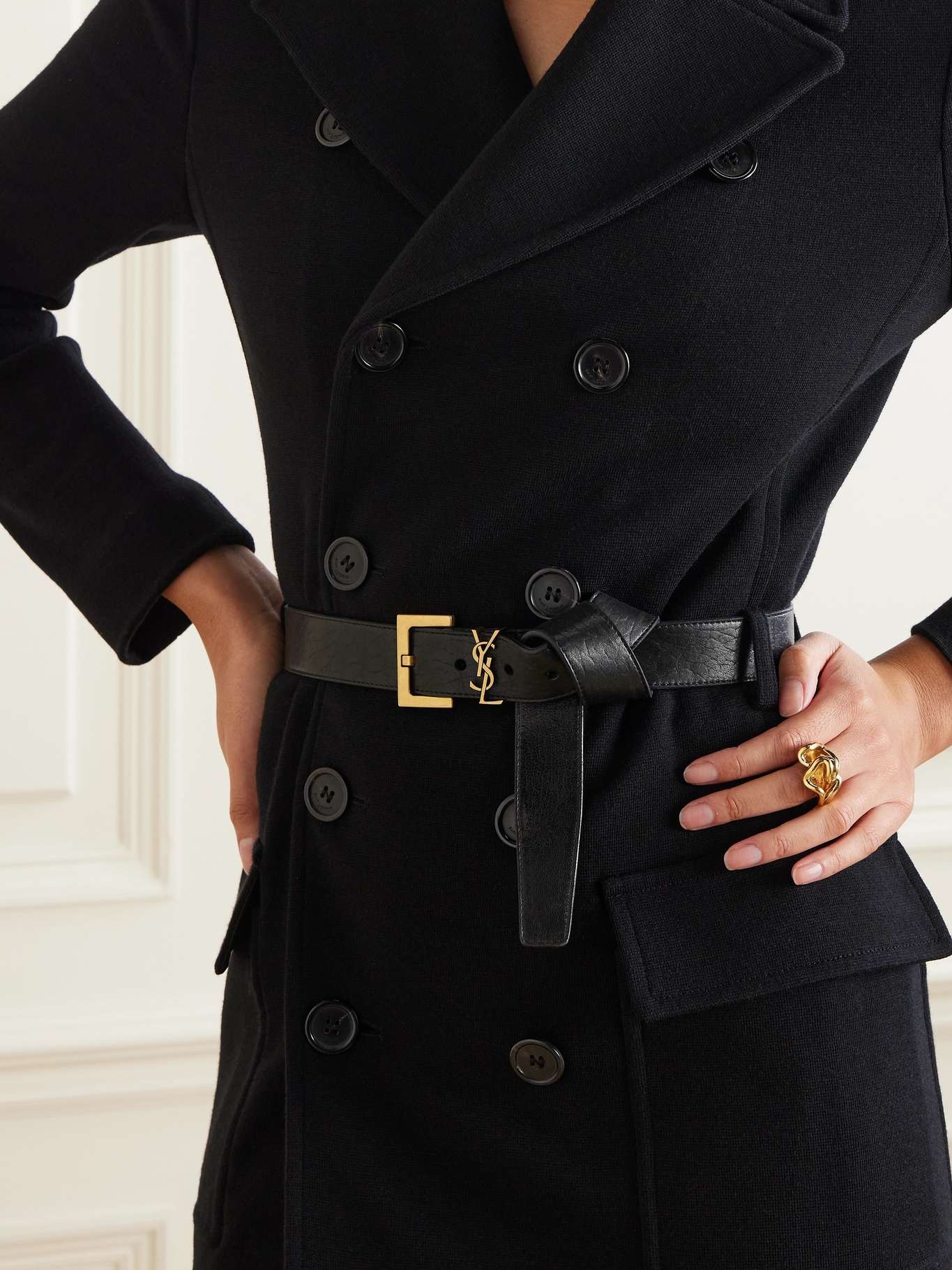 Cassandre embellished knotted textured-leather waist belt - 2