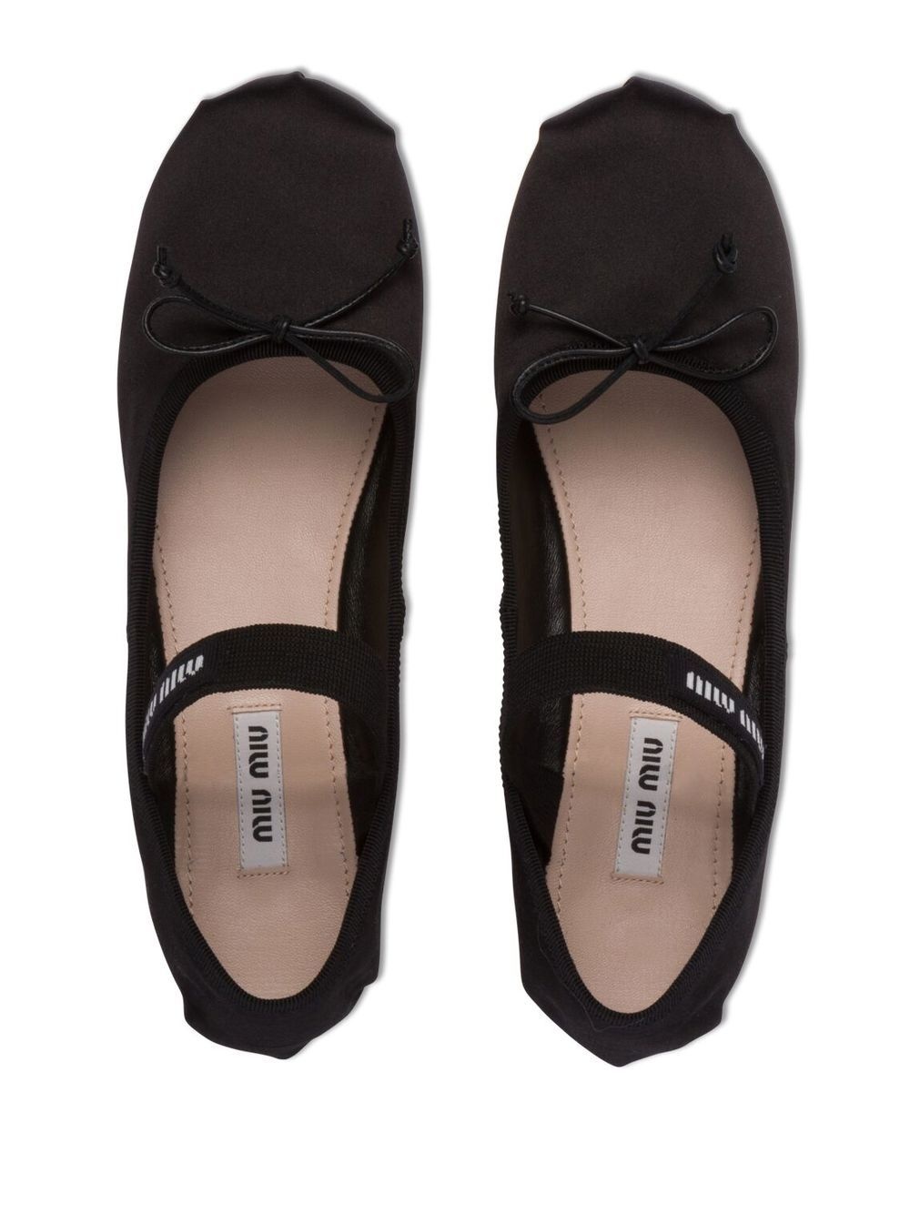 logo-strap satin ballerina pumps - 4