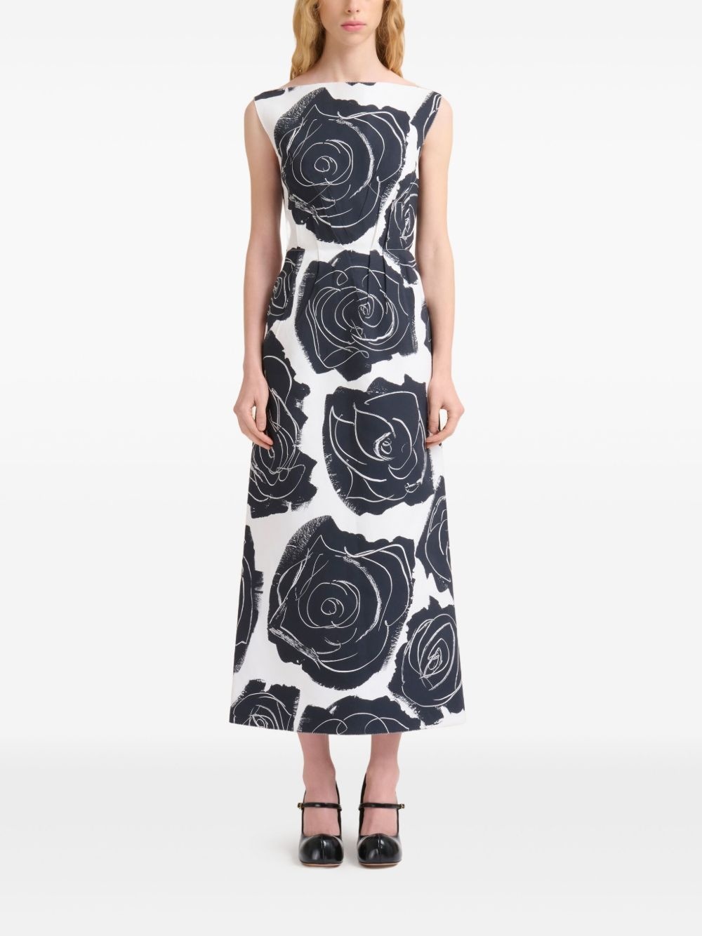 rose-print midi dress - 2