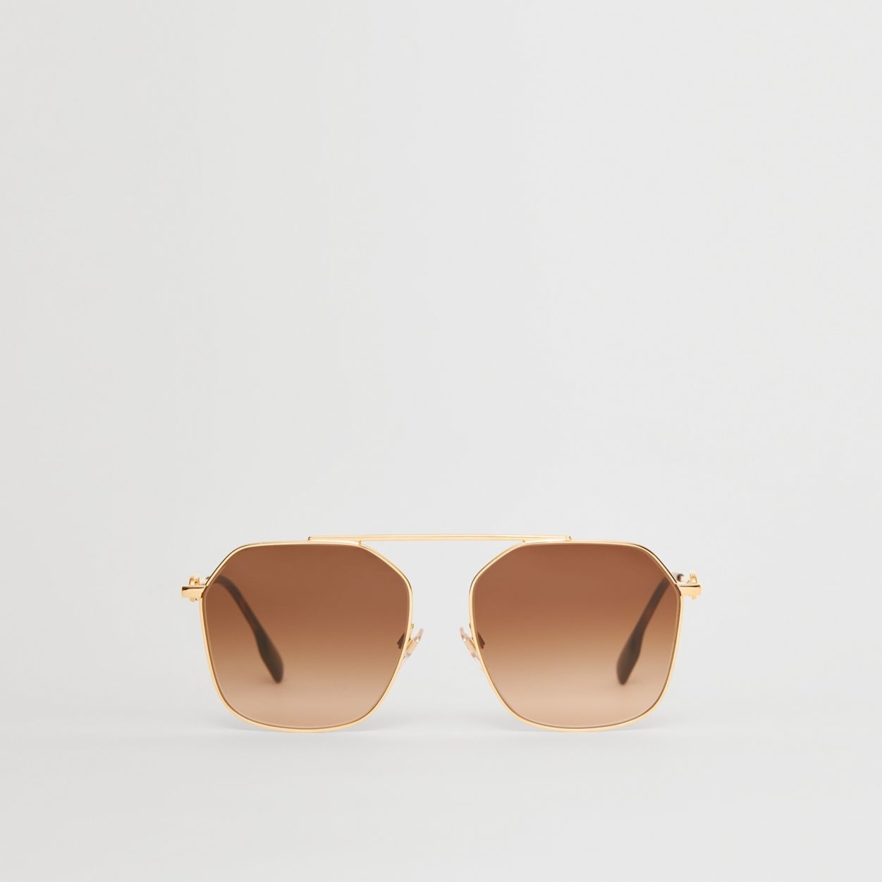 Chain-link Detail Geometric Frame Sunglasses - 1