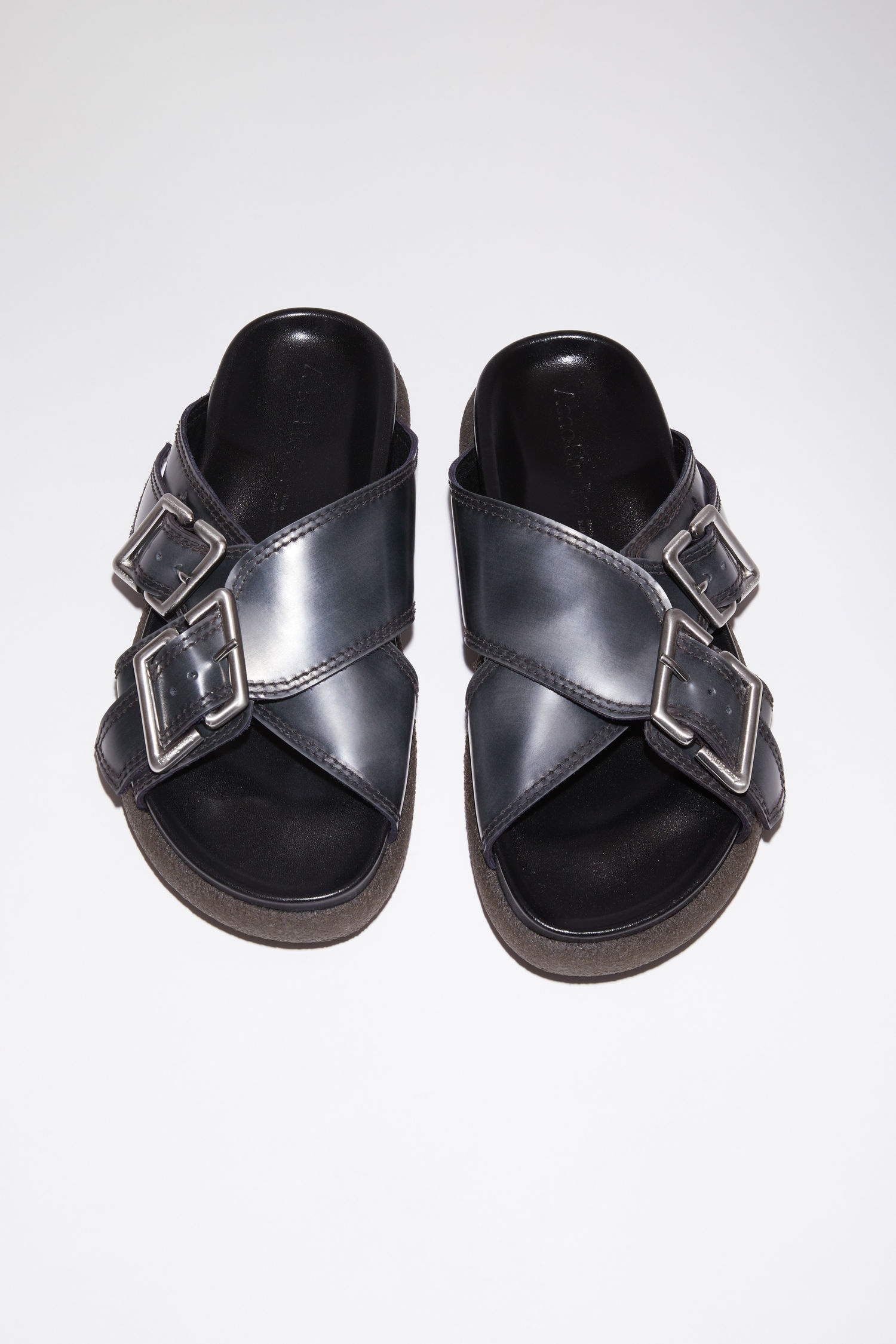 Flat buckle sandals - Grey - 2