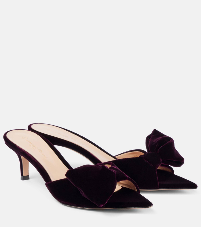 55 bow-detail velvet mules - 1