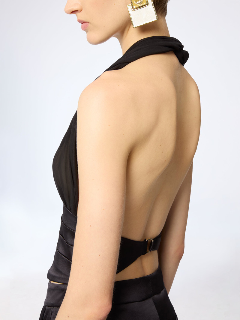 V-Neck Silk Blouse With Bow Detail 4