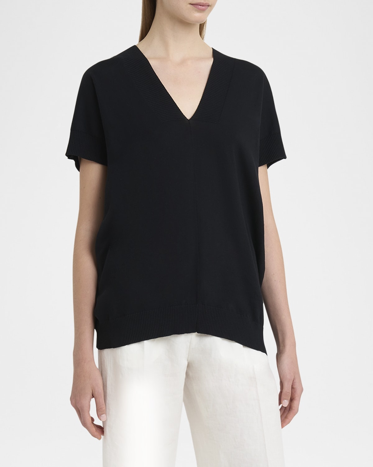 V-Neck Low-Back Knit Sweater - 4