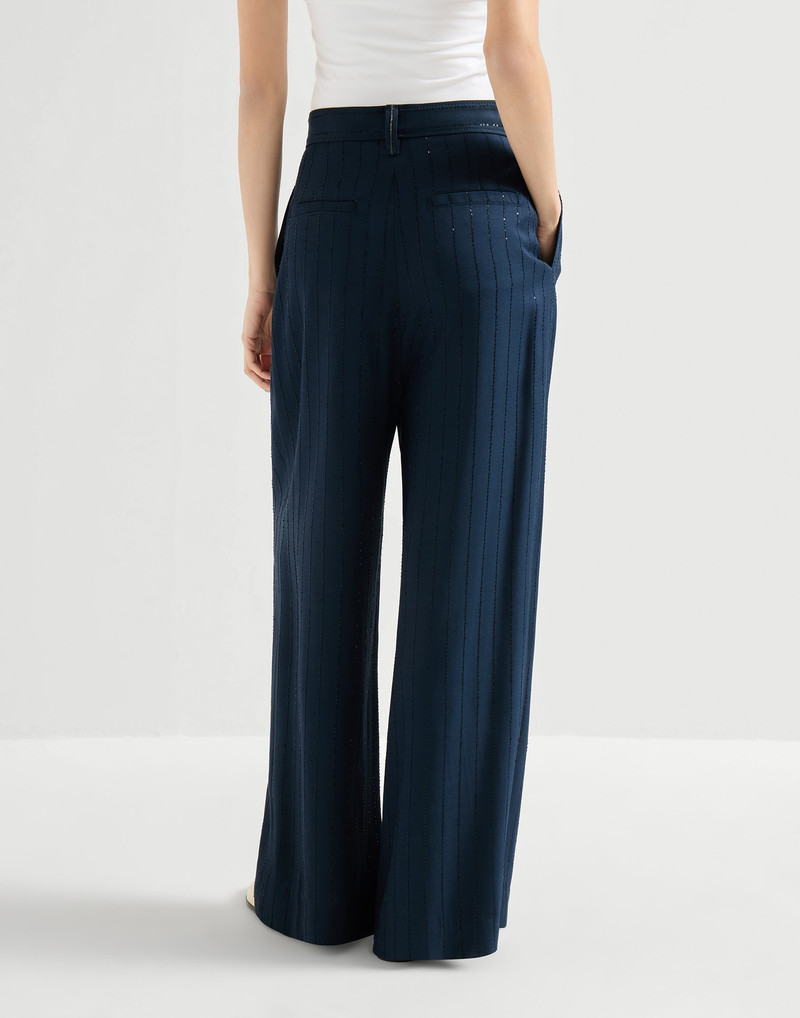 Dazzling chalkstripe sartorial wrap trousers with monili 3