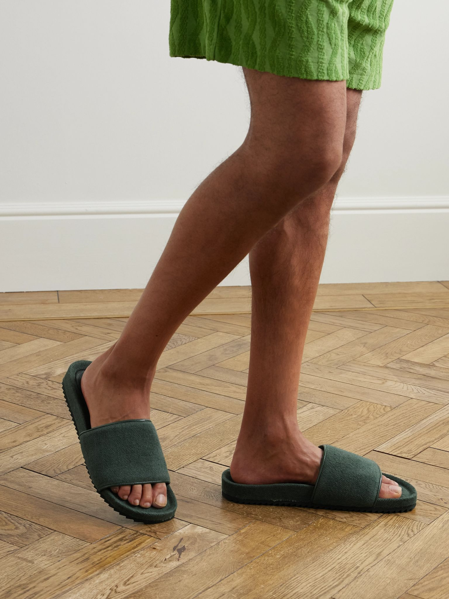 Renato Linen Slides Green - 2