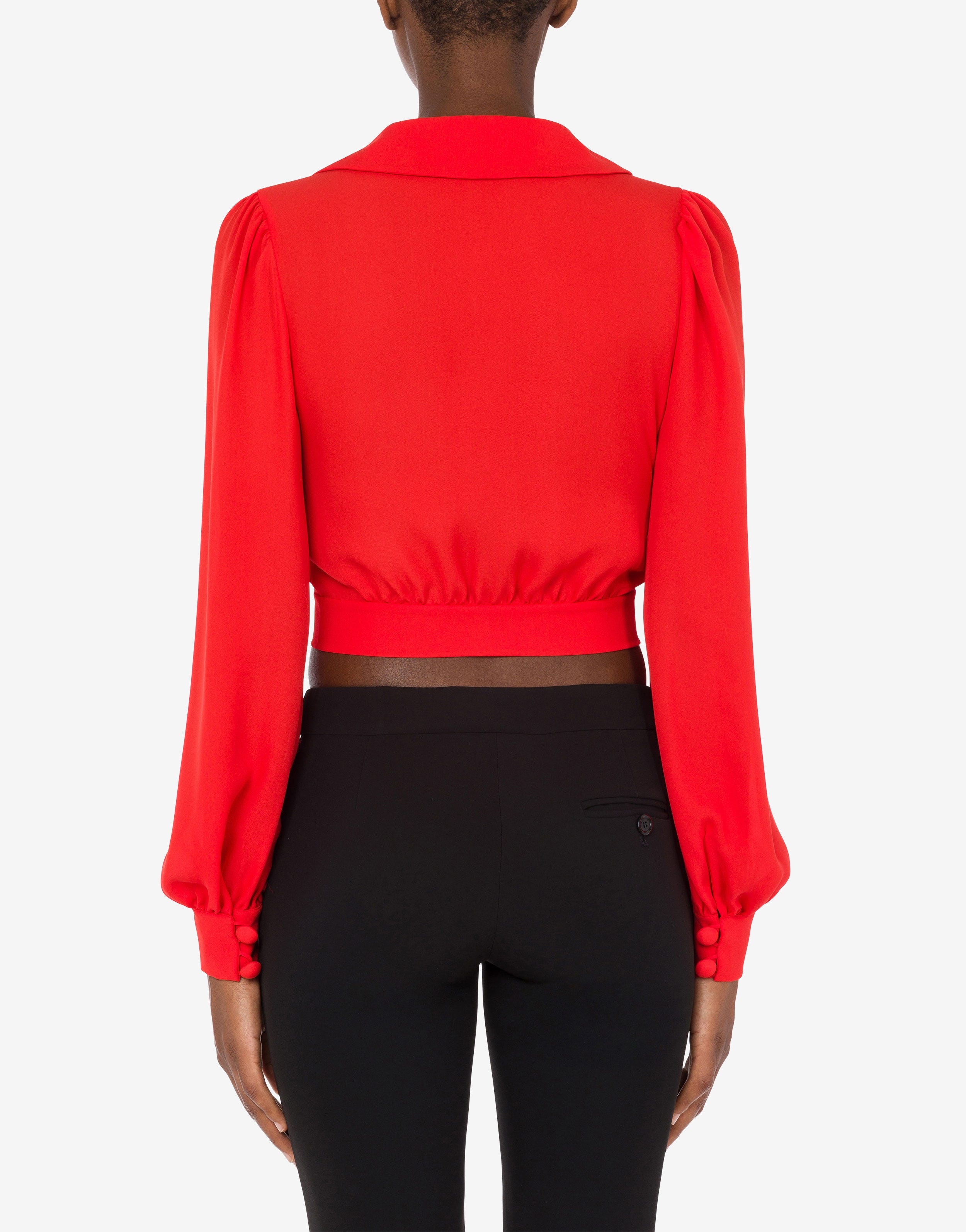 CROPPED SILK CHARMEUSE SHIRT - 3