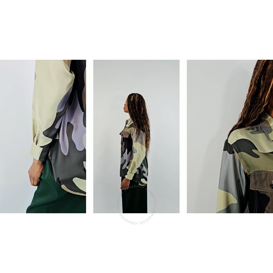 Burberry Ladies Ferne Camouflage Print Oversized Silk Shirt - 3
