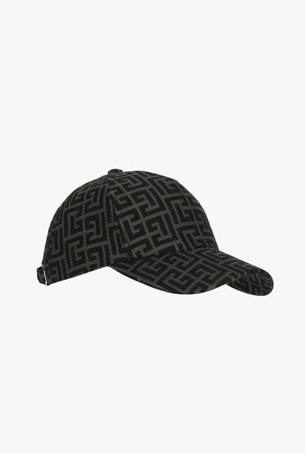 Khaki and black cotton cap with Balmain monogram 4