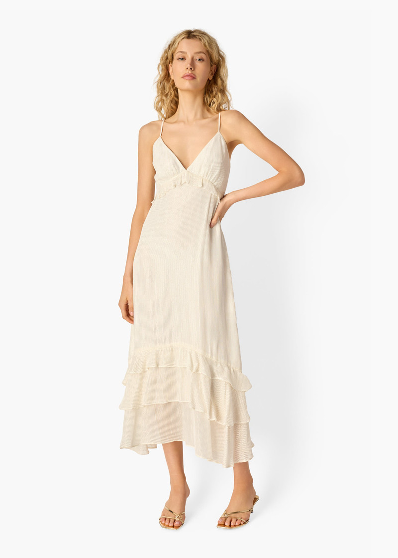 ESMERALDA METALLIC CHIFFON DRESS WHITE 3