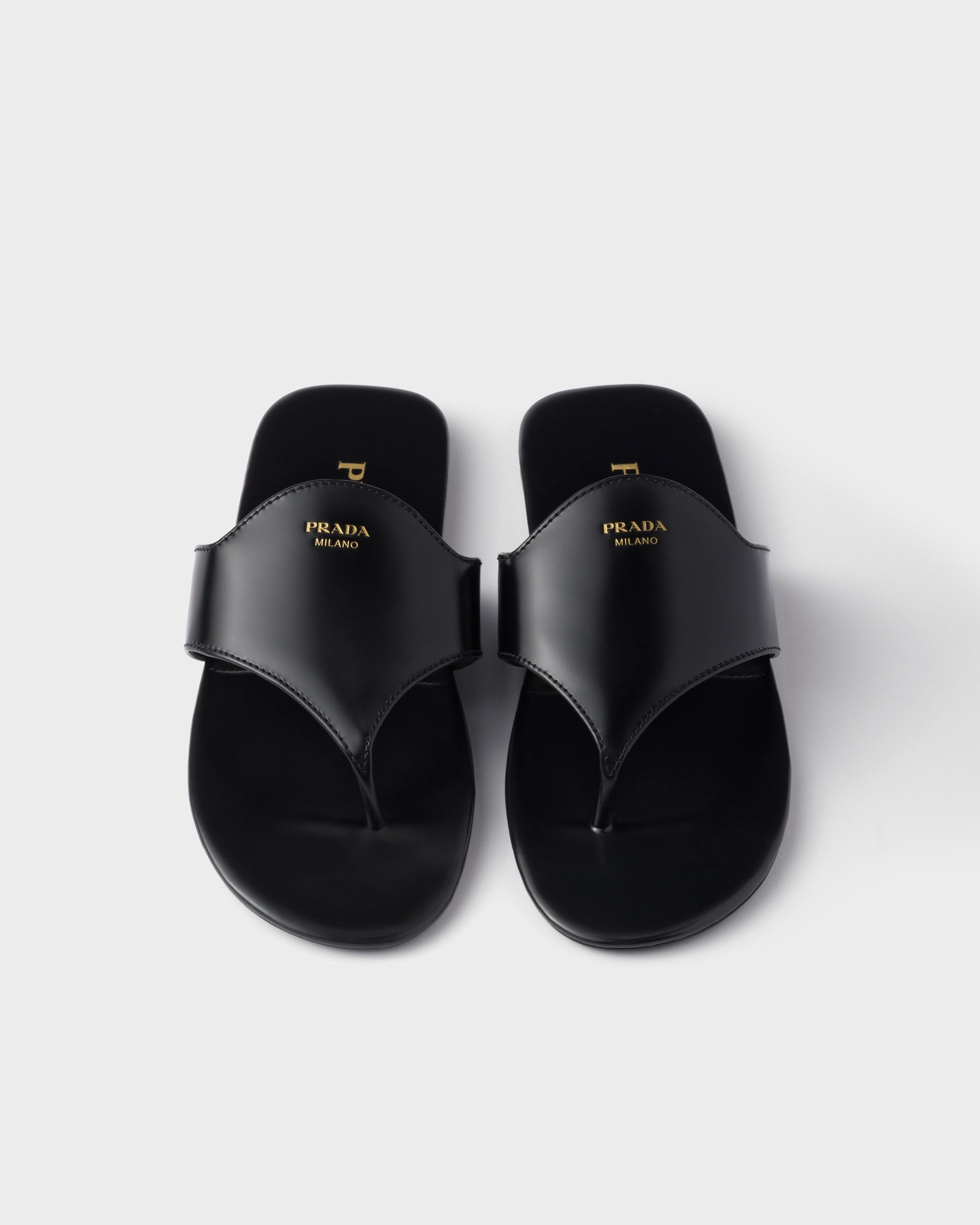 Brushed leather thong sandals - 3
