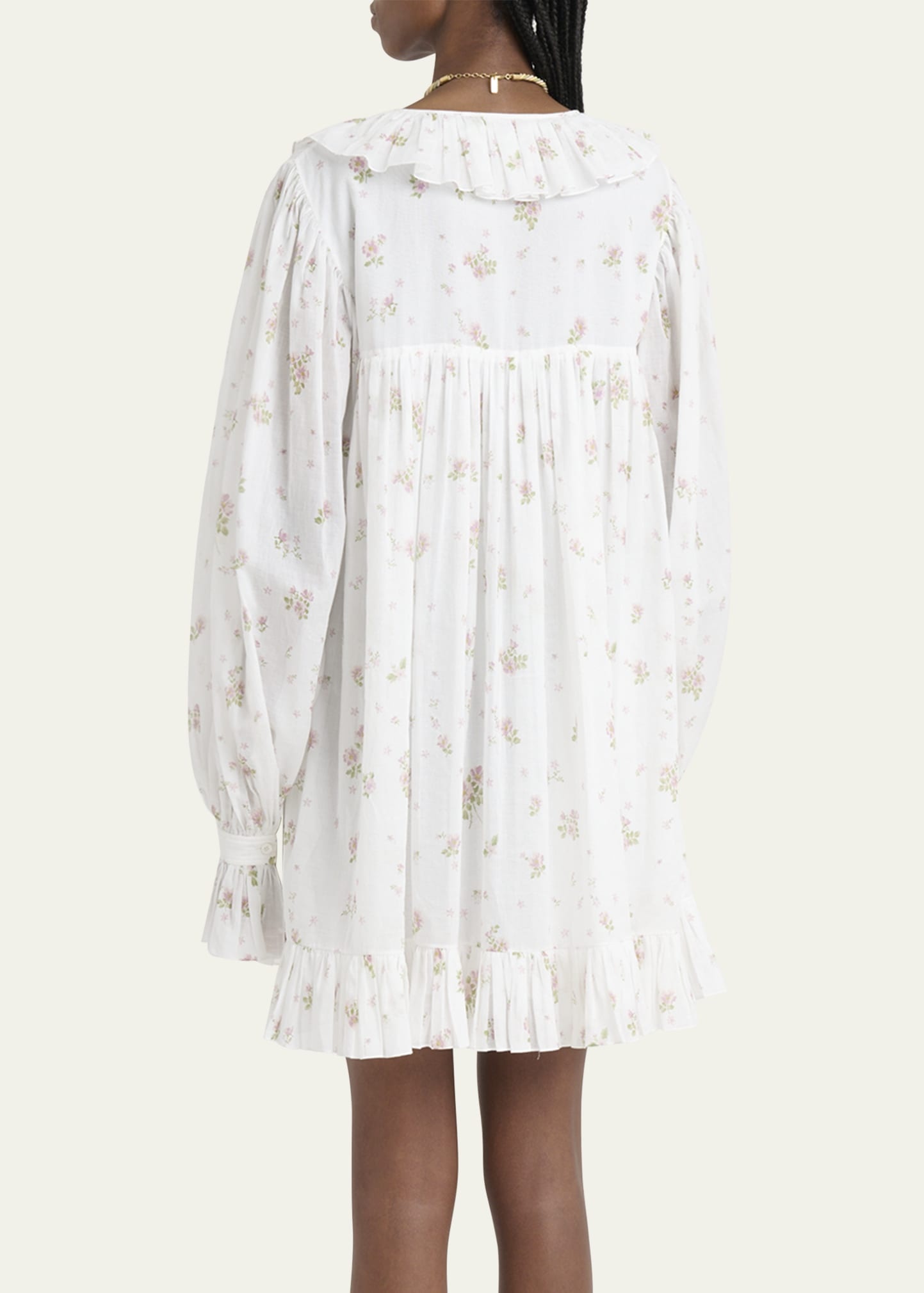Floral-Print Cotton Voile Ruffle Mini Dress - 3