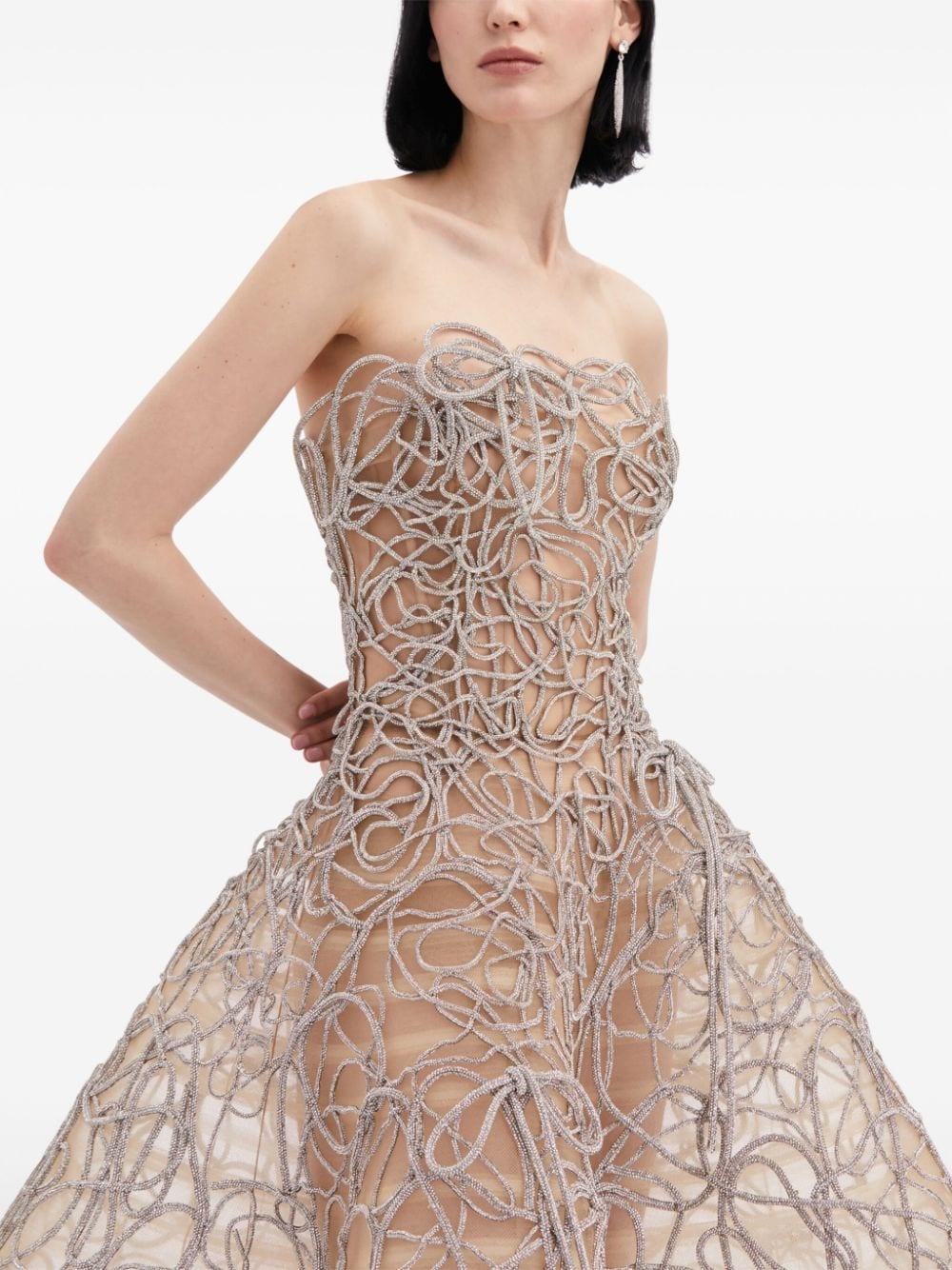 crystal-embroidered corded gown - 5
