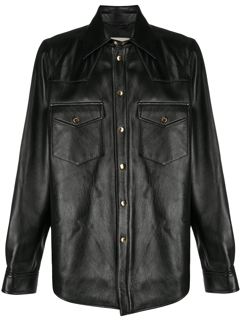 stamped logo lambskin overshirt - 1