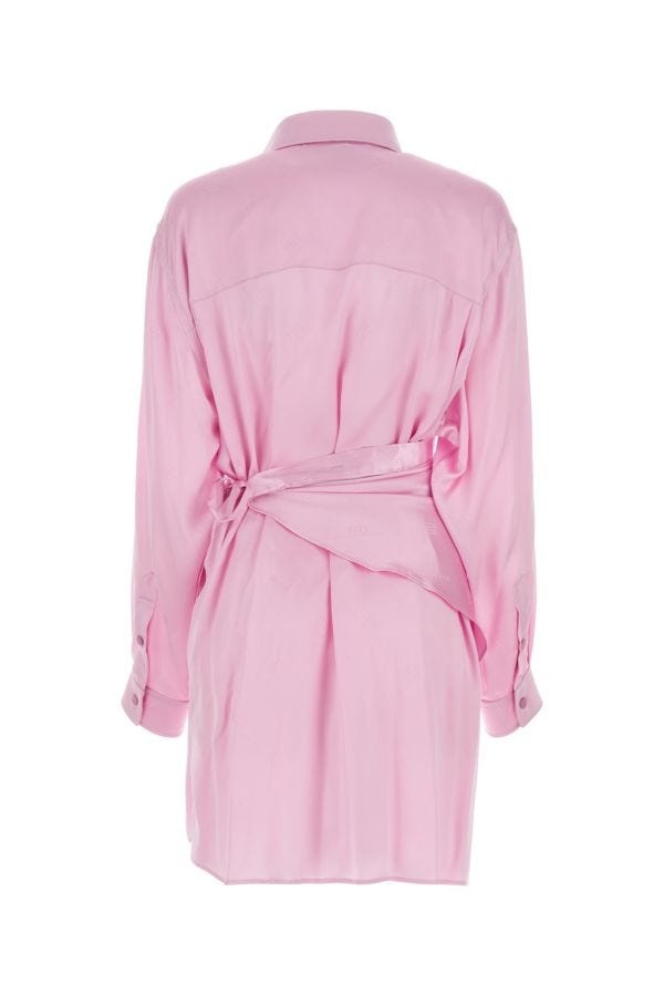 Balenciaga Woman Pink Silk Shirt Dress - 2