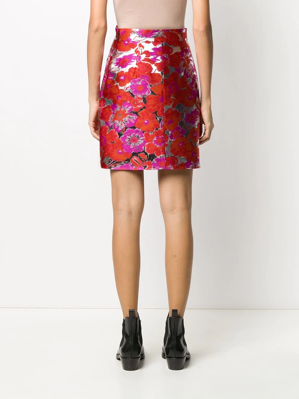 metallic floral-jacquard skirt - 4