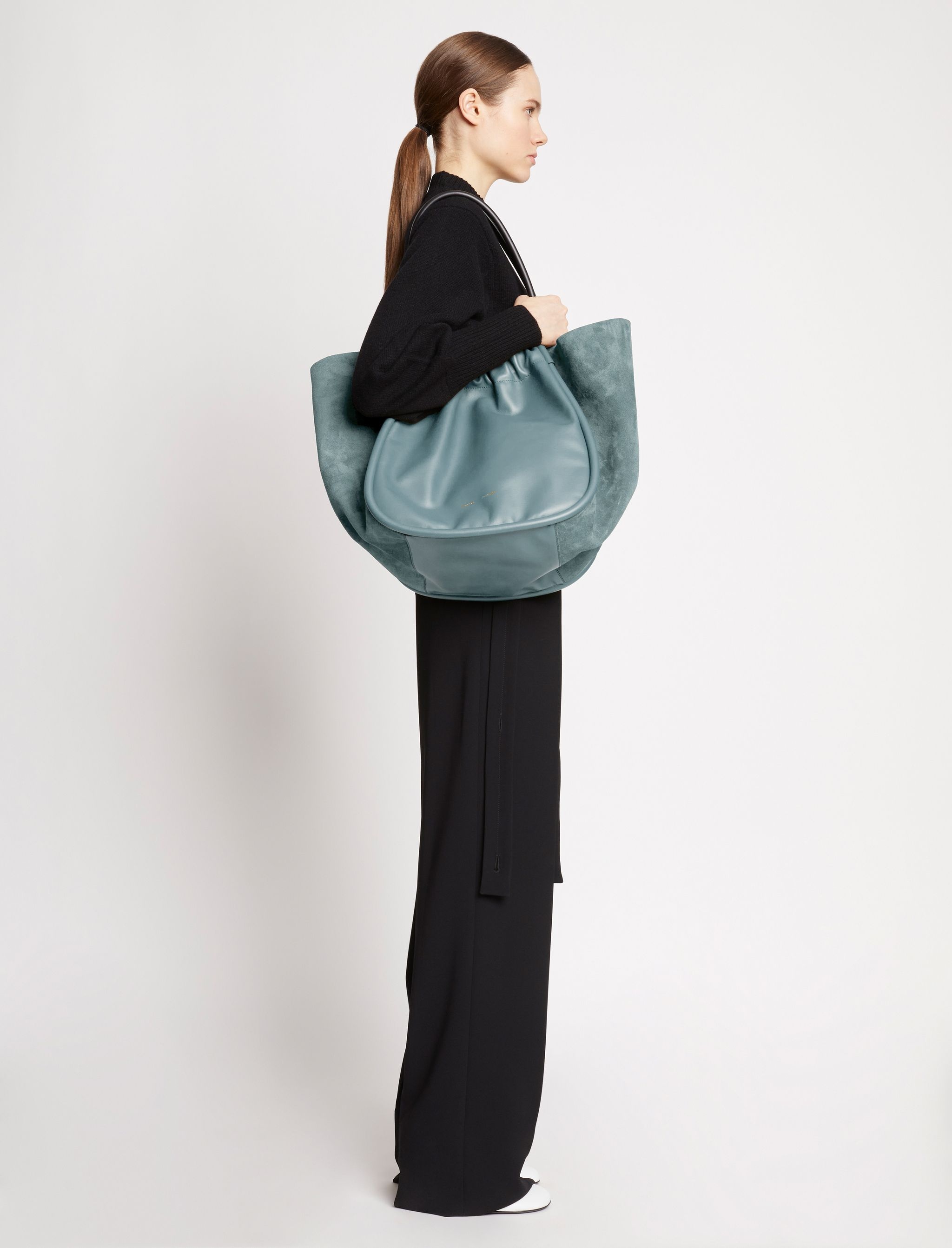 Xl Suede Ruched Tote - 3