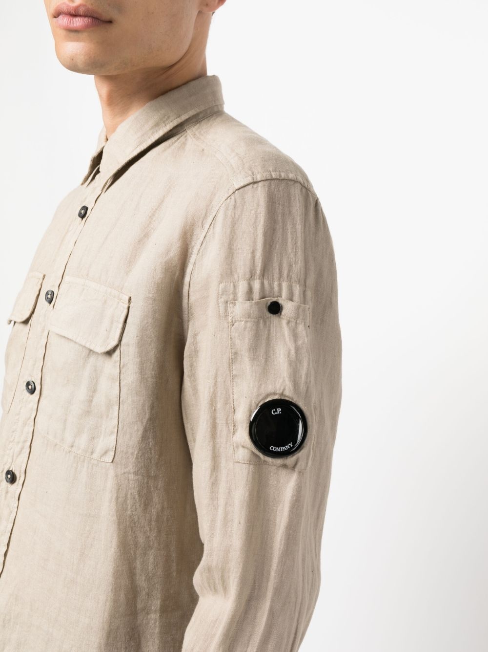 signature Lens-detail linen shirt - 5