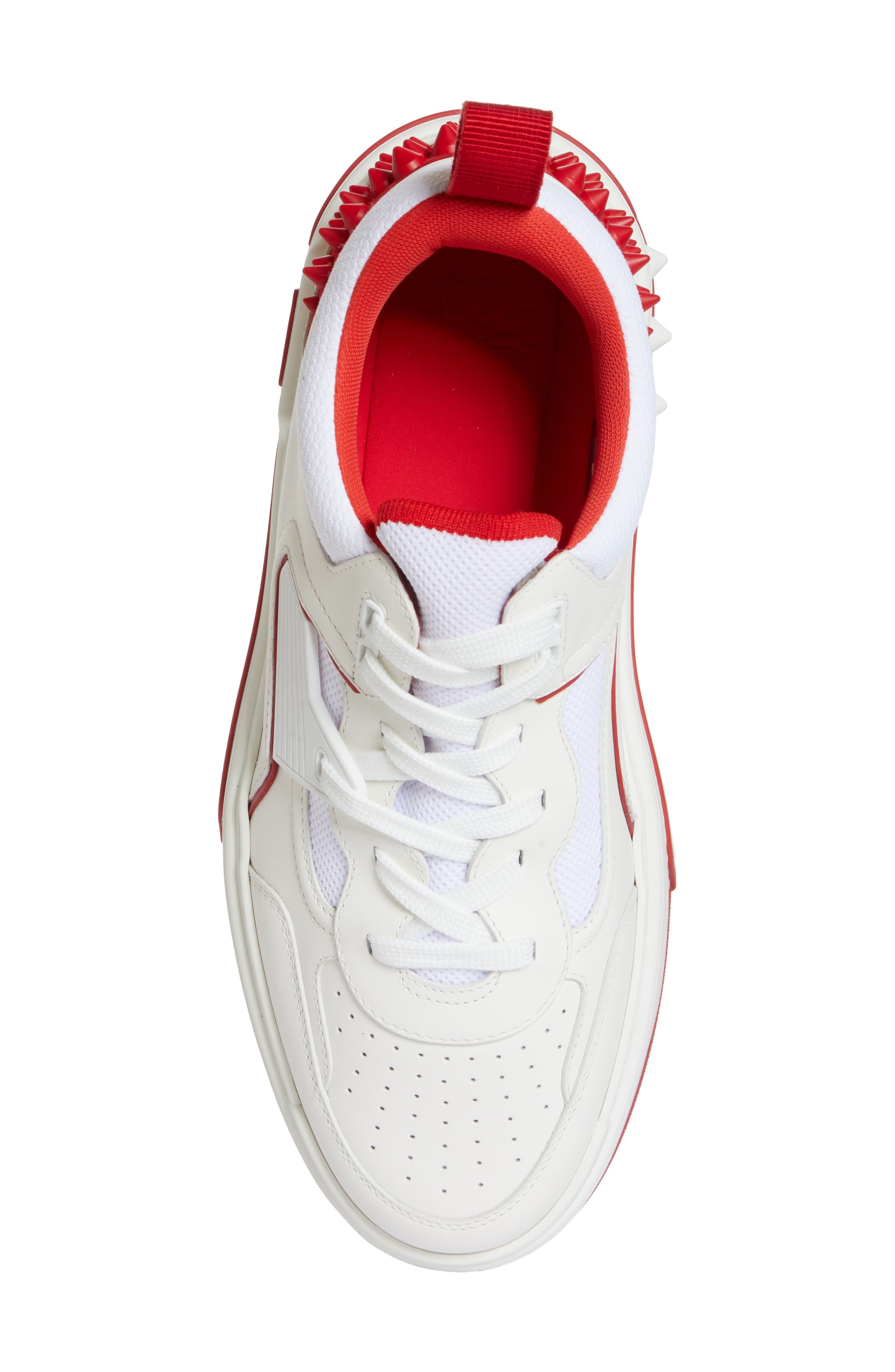 Christian Louboutin Astroloubi Mixed Media Low Top Sneaker in J679-White/Loubi at Nordstrom - 5
