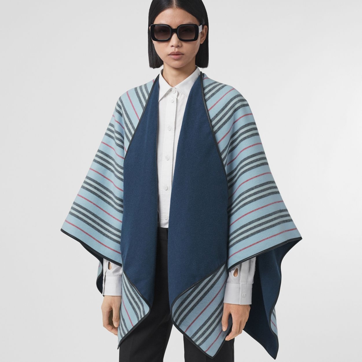 Reversible Icon Stripe Wool Cape - 6