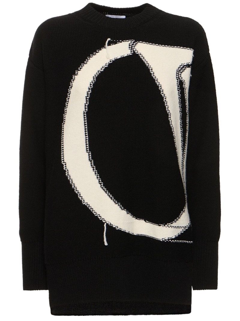 OW maxi logo wool crewneck sweater - 1