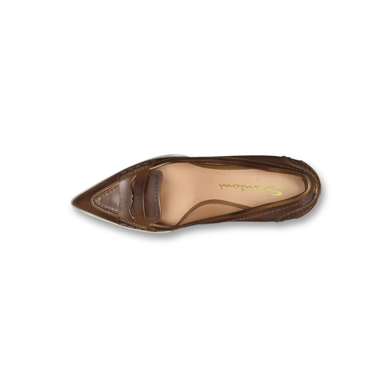 Women's brown leather high-heel pump 4