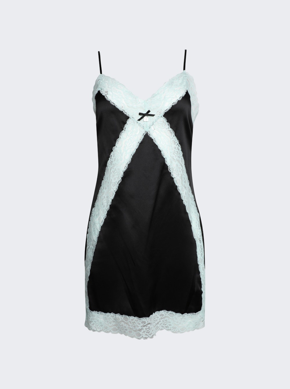 Lace Trim Cami Mini Dress Black - 1