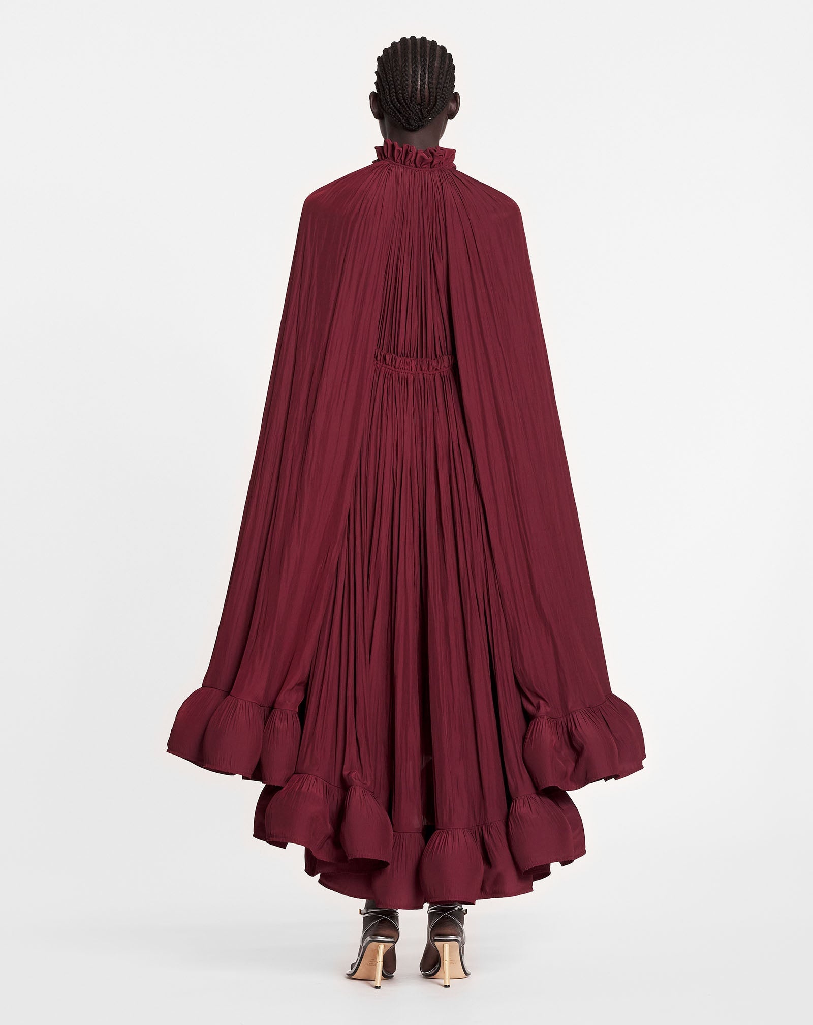 LONG RUFFLE DRESS IN CHARMEUSE - 6