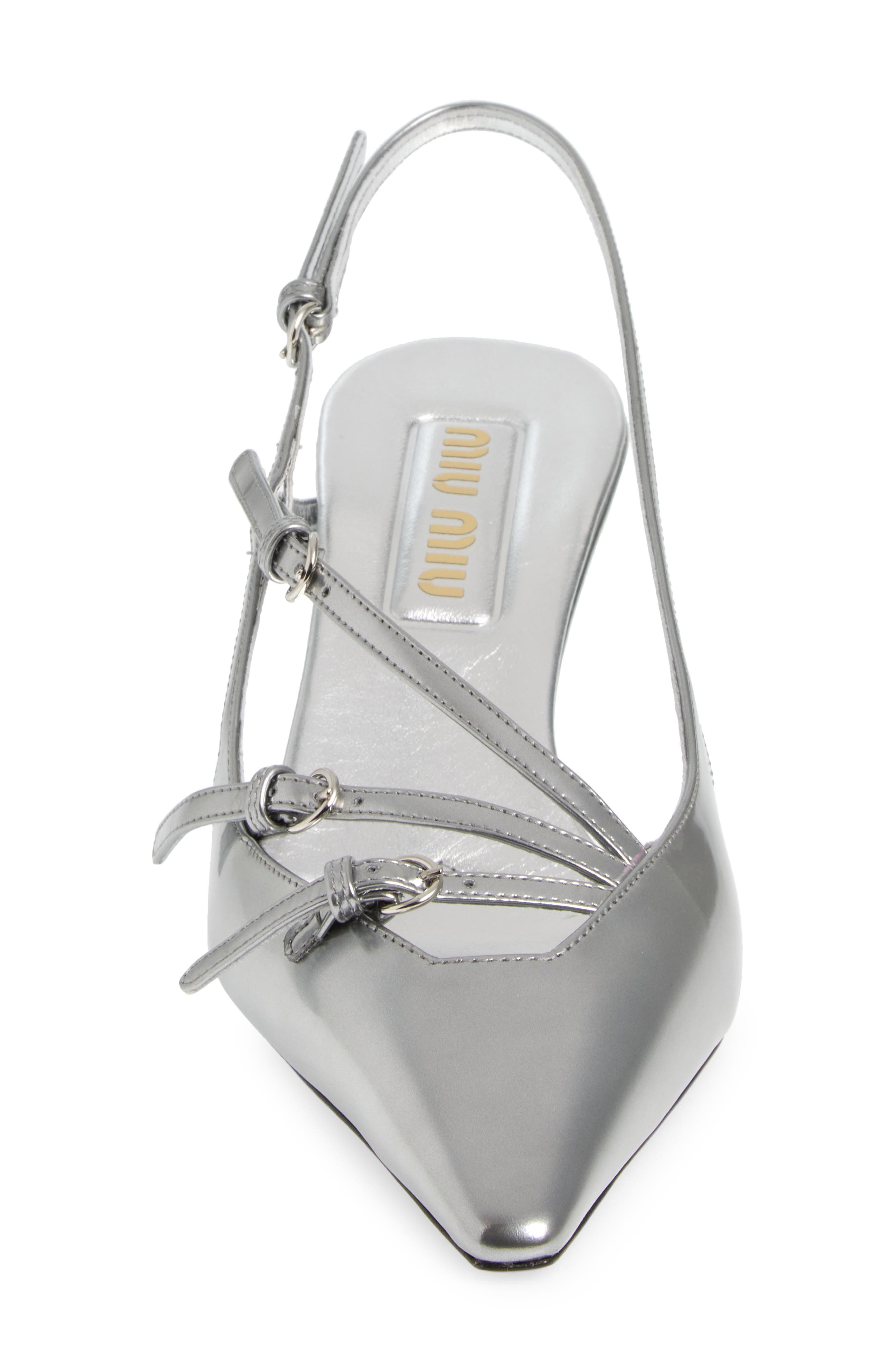 Miu Miu Show Buckle Slingback Pump in Argento at Nordstrom - 4
