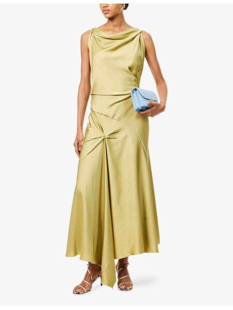 Victoria Beckham Draped Asymmetric Woven Midi Dress outlook