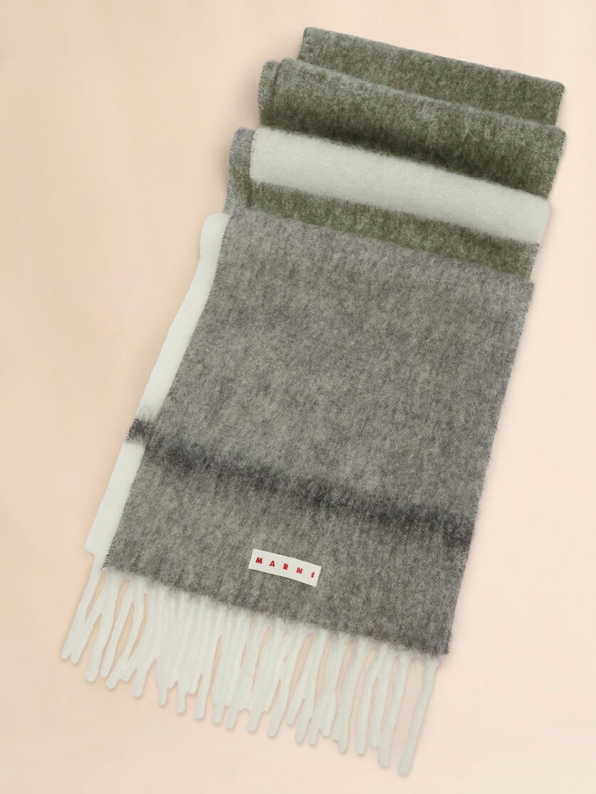 DEEP GREEN STRIPED ALPACA SCARF - 4