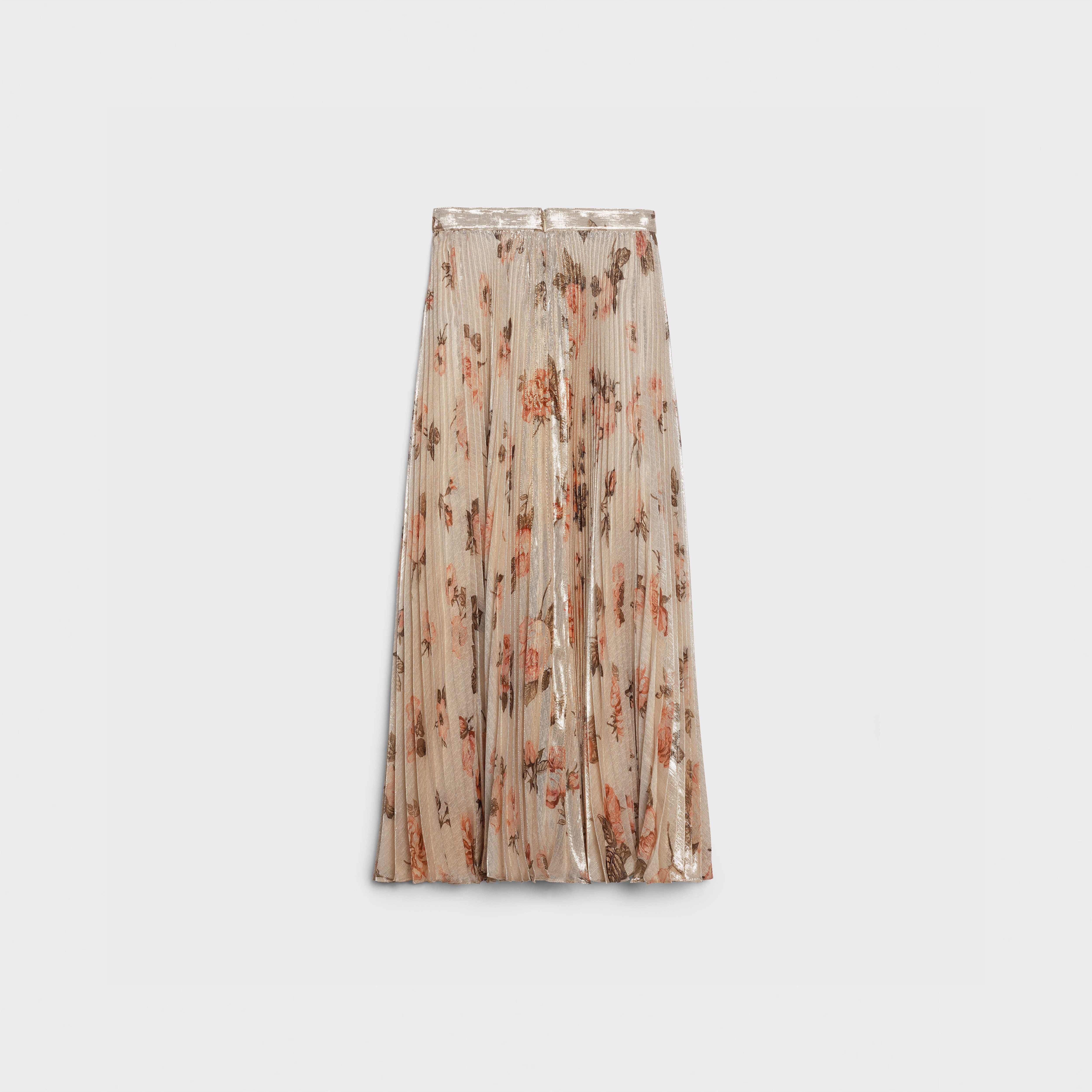 SUN-PLEATED SKIRT IN SILK LAMÉ - 2