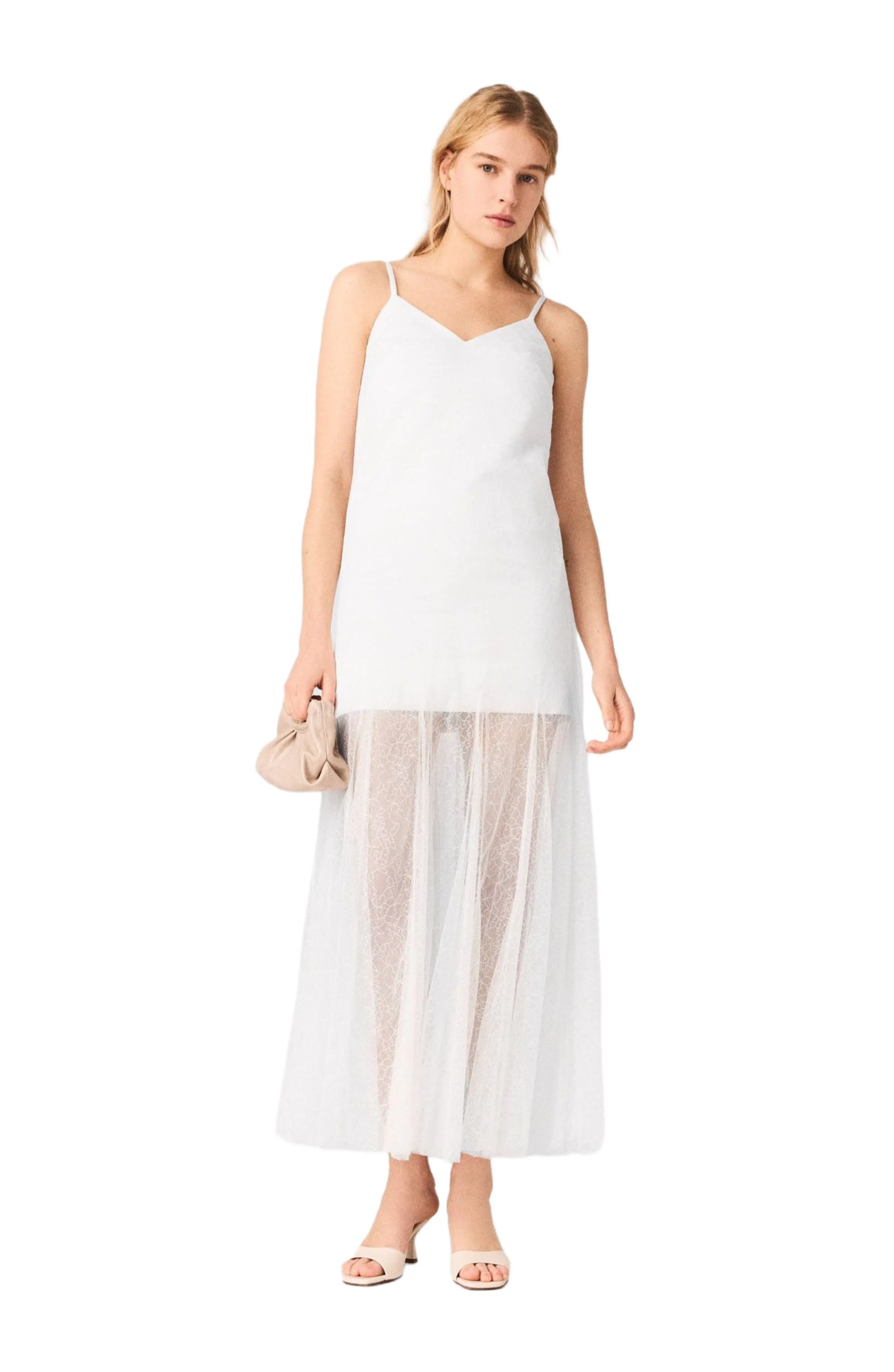 maje Taffeta and lace dress in White at Nordstrom - 1