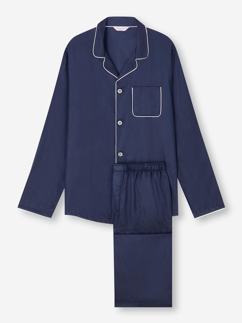 Men's Modern Fit Pyjamas Lombard 6 Cotton Jacquard Navy - 1
