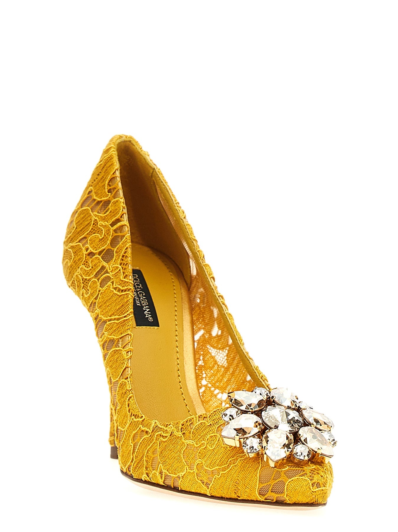 スリッポン DOLCE & GABBANA 'Bellucci' pumps Yellow CD0101AL198 DOLCE&GABBANA Bellucci crystal-embellished metallic corded