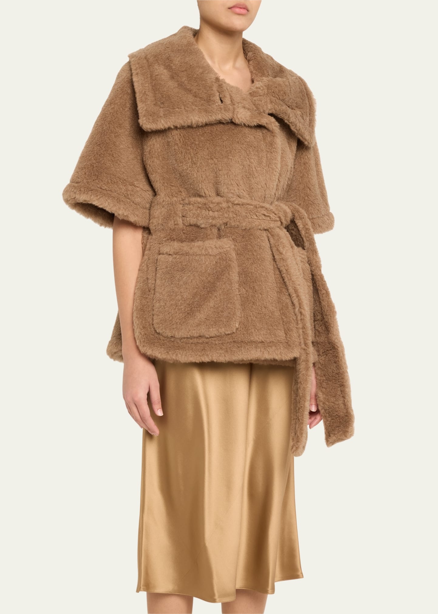Goat & Shearling Dyed Cape - 4