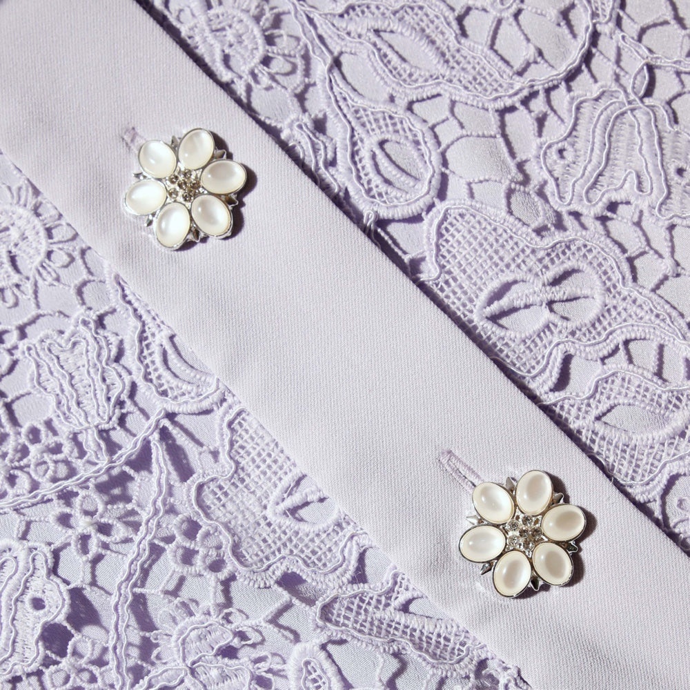 Lilac Guipure Jacket With Bow Detail - 6