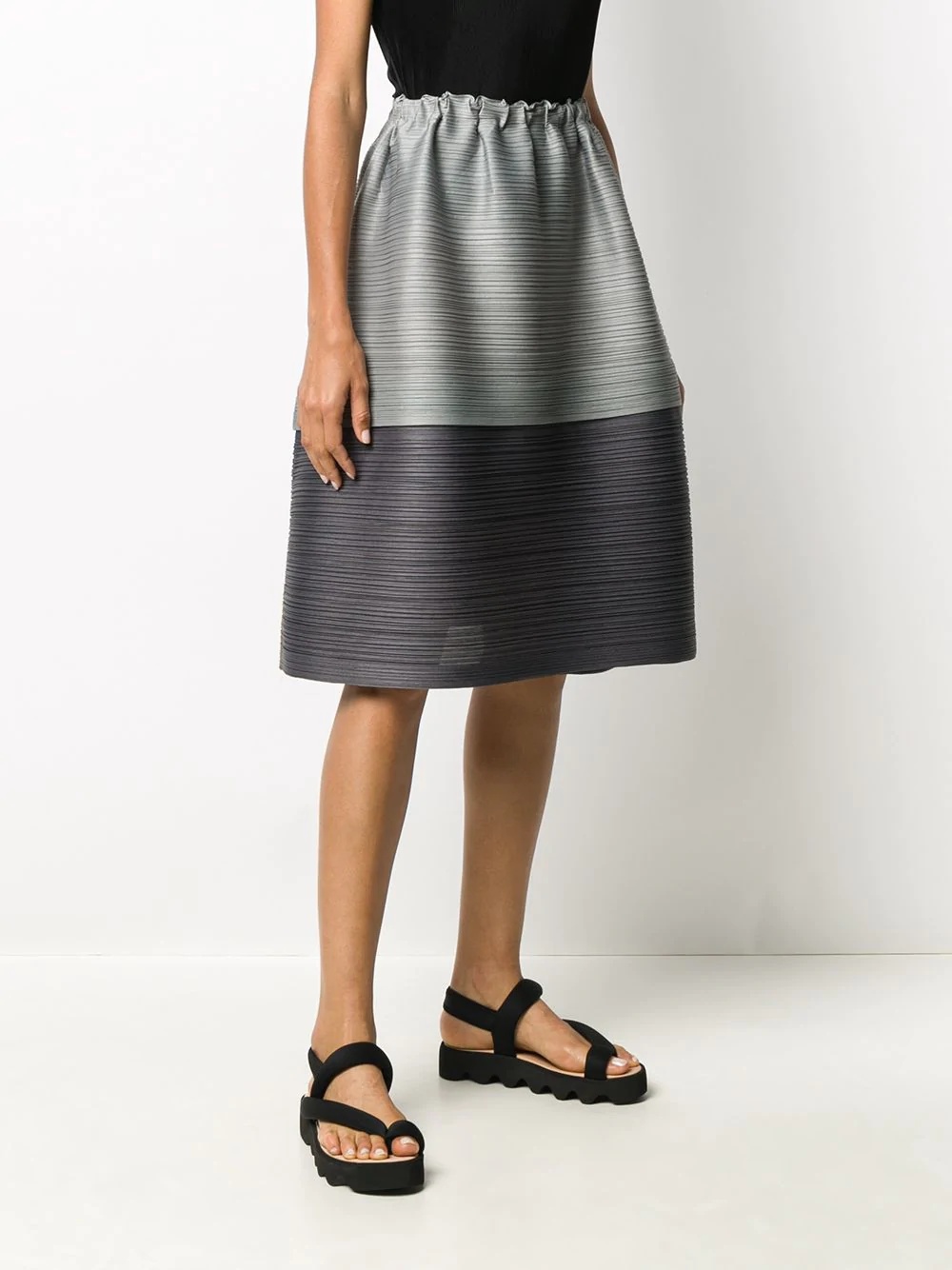 micro-pleated two-tone skirt - 3