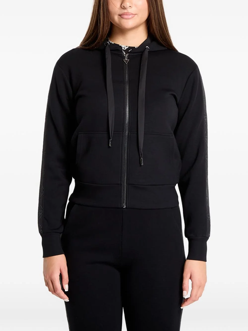 logo-tape zip-up hoodie - 1