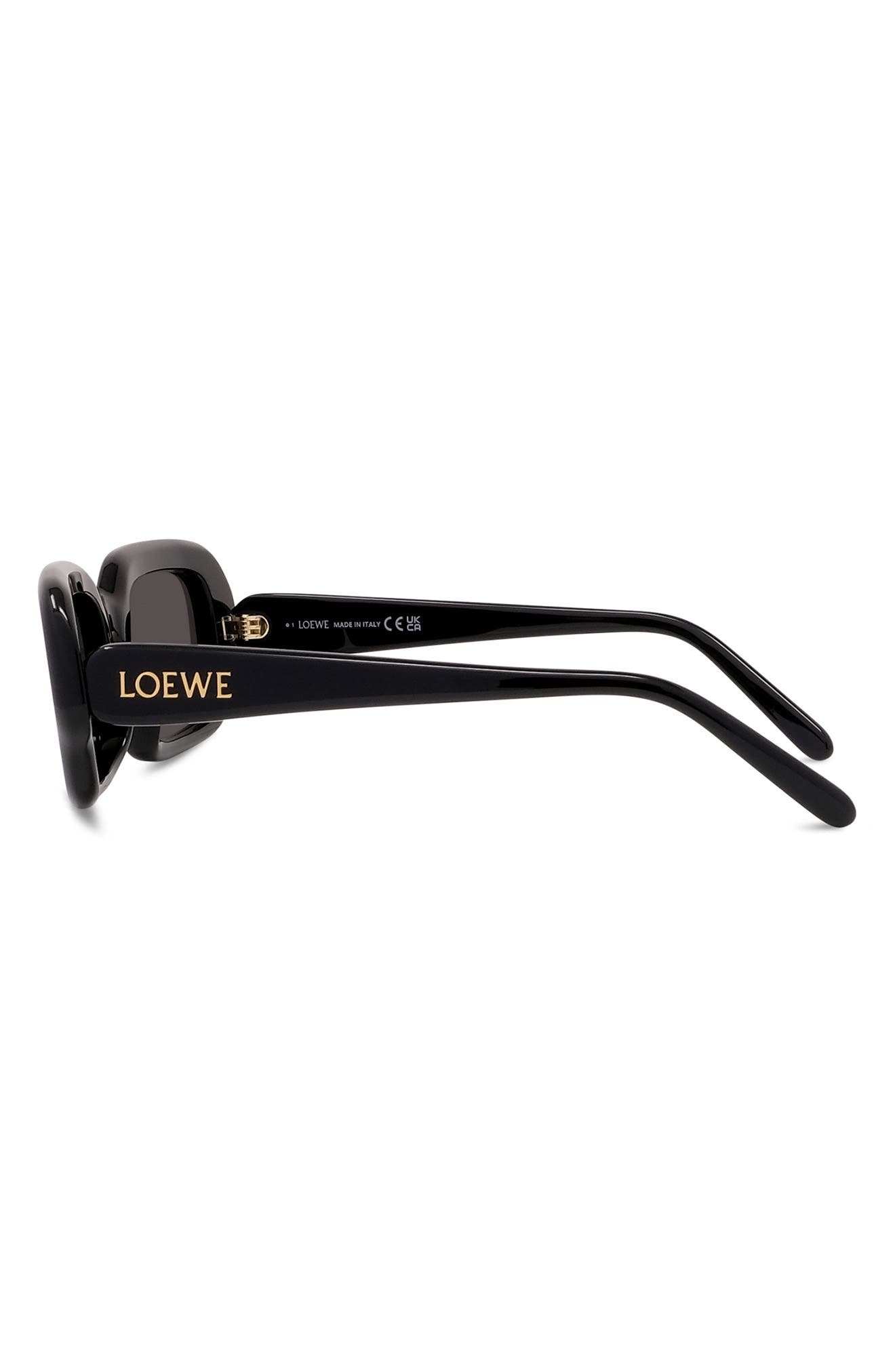 Loewe 51mm Rectangular Sunglasses in Shiny Black /Smoke at Nordstrom - 3
