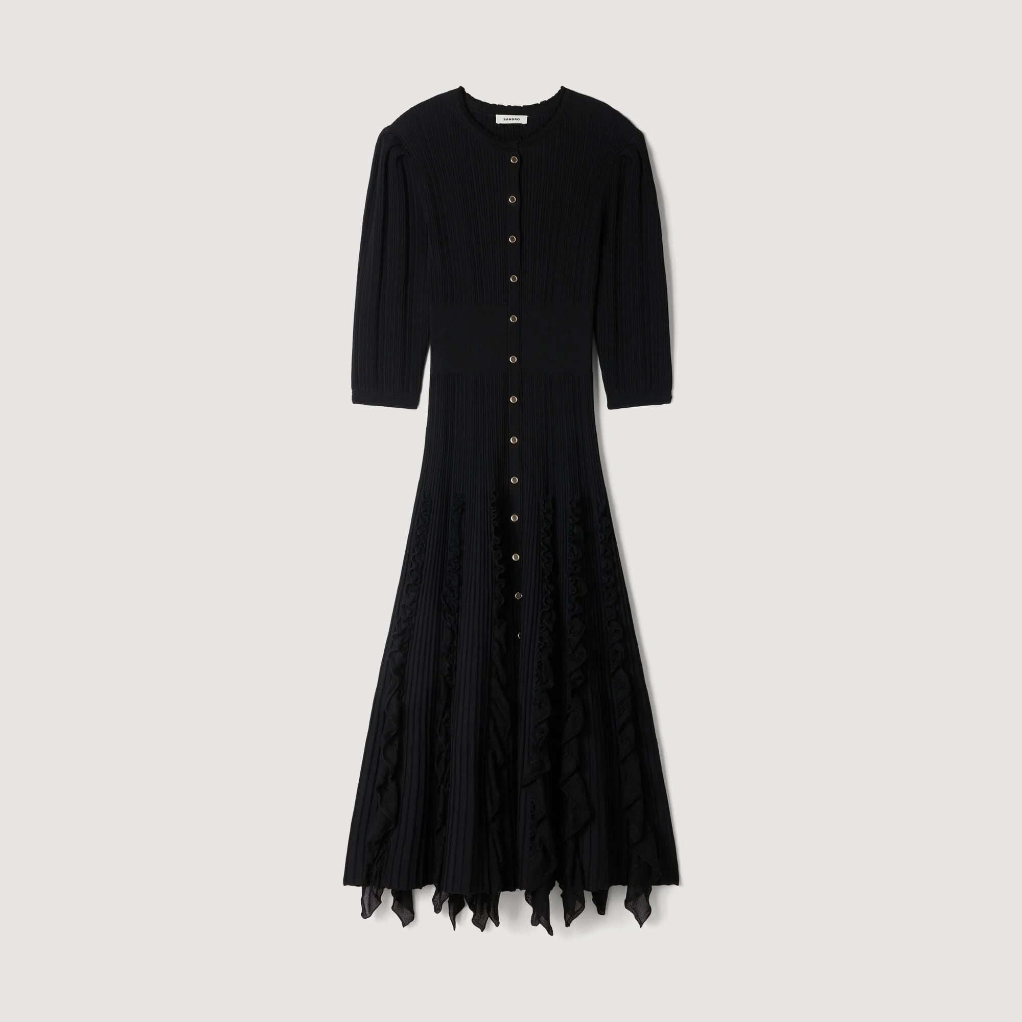 KNIT MAXI DRESS WITH RUFFLES - 1