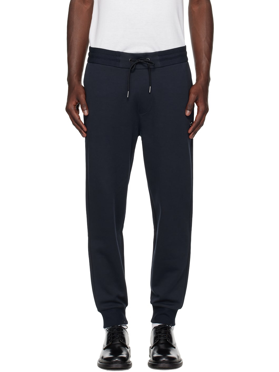 Navy Drawstring Jersey Cotton Sweatpants - 1