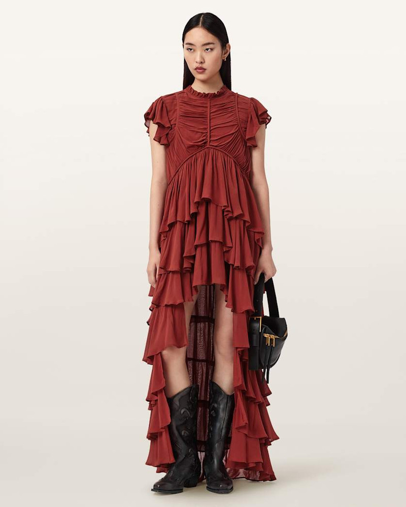 ALLSAINTS SHAELA RUFFLED MAXI DRESS outlook