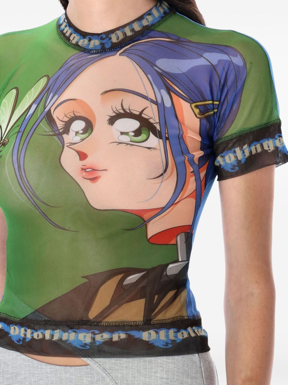 fairy-print mesh T-shirt - 3